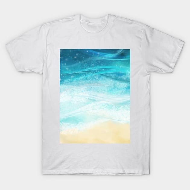 Coastal Ocean Seascape Wave Watercolour T-Shirt by CoconuTacha